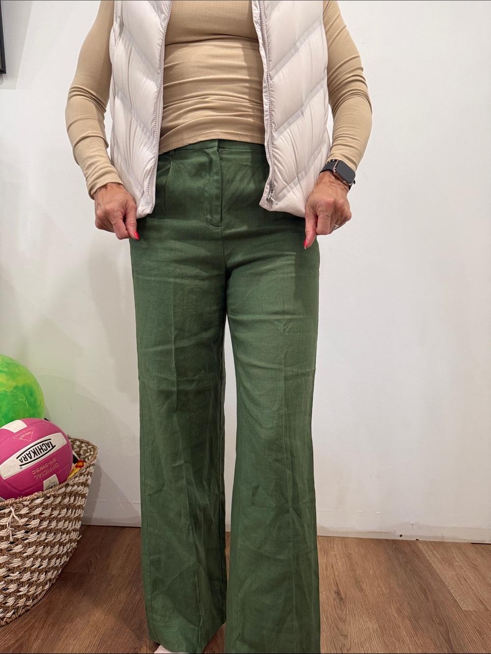 J. Crew Olive Green High-Rise Wide-Leg Pants